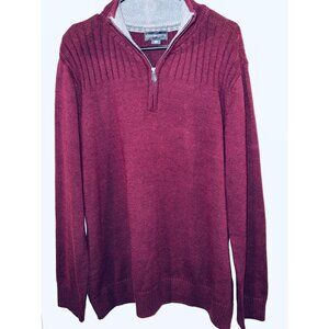 Covington Mens Maroon Ribbed Quarter-Zip Sweater - Size L